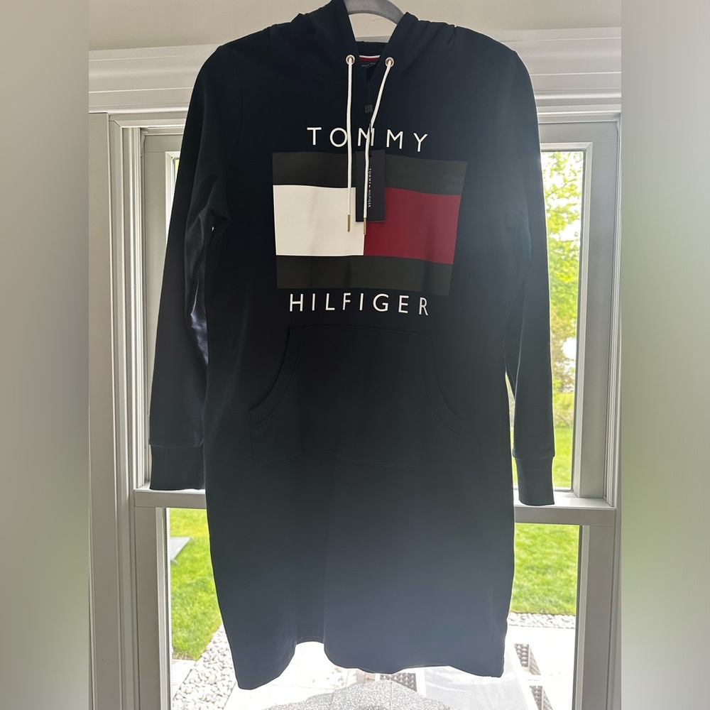 Tommy Hilfiger Womens Flag Hoodie Sweatshirt Dress size S - Picture 2 of 4